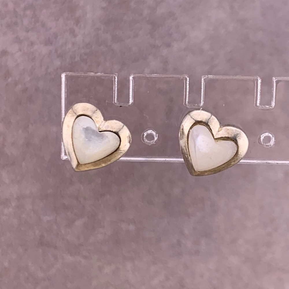 Sterling Silver Mother of Pearl Heart Stud Earrings